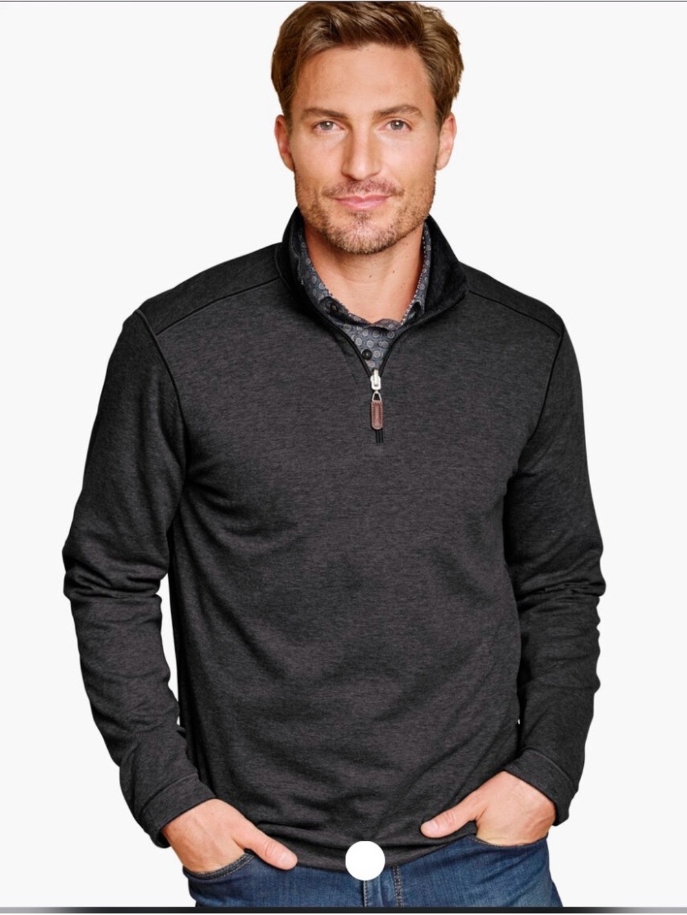 Johnston & Murphy Reversible Navy and Grey Knit Sweatshirt